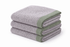 Giggle Baby - Organic Cotton Pram Blanket - Grey / Green Trim 90x70cm.