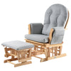 Babylo Brompton Glider & Footstool Grey suedette/Natural wood