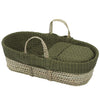 Cuddles Green Cable Knit Moses Basket with Folding Stand and Blanket