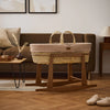 Little Green Sheep - Moses Basket and Walnut Rocking Stand Bundle - Knitted Truffle